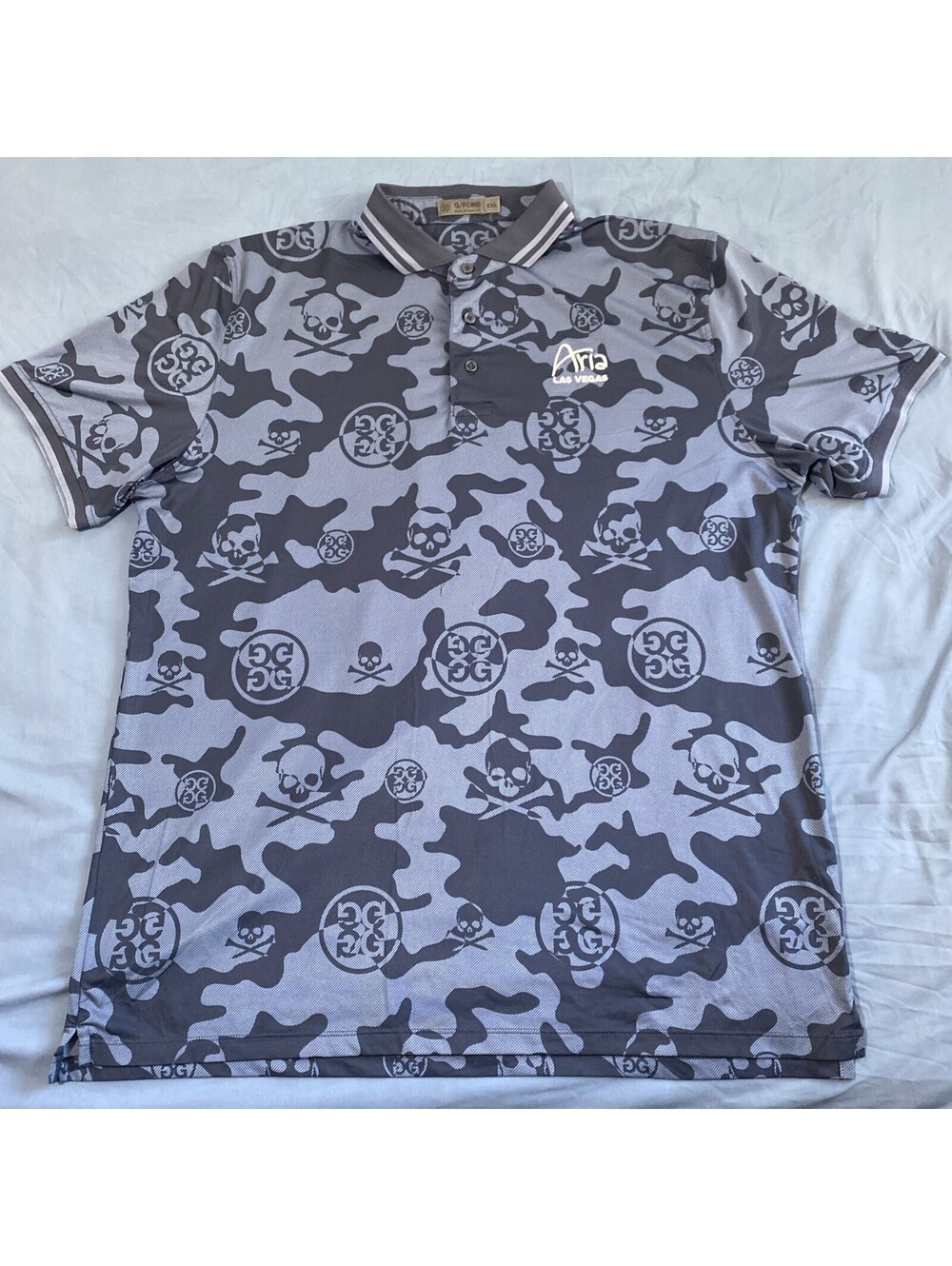 G/Fore Men's Golf Polo Shirt - Skull & Camo All Over Print Performance SIze XXL